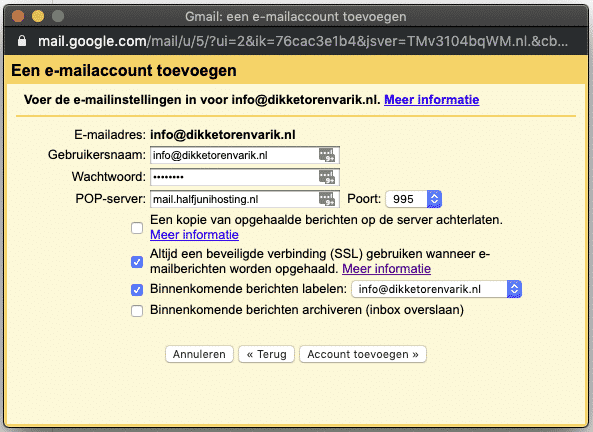 gmail account toevoegen